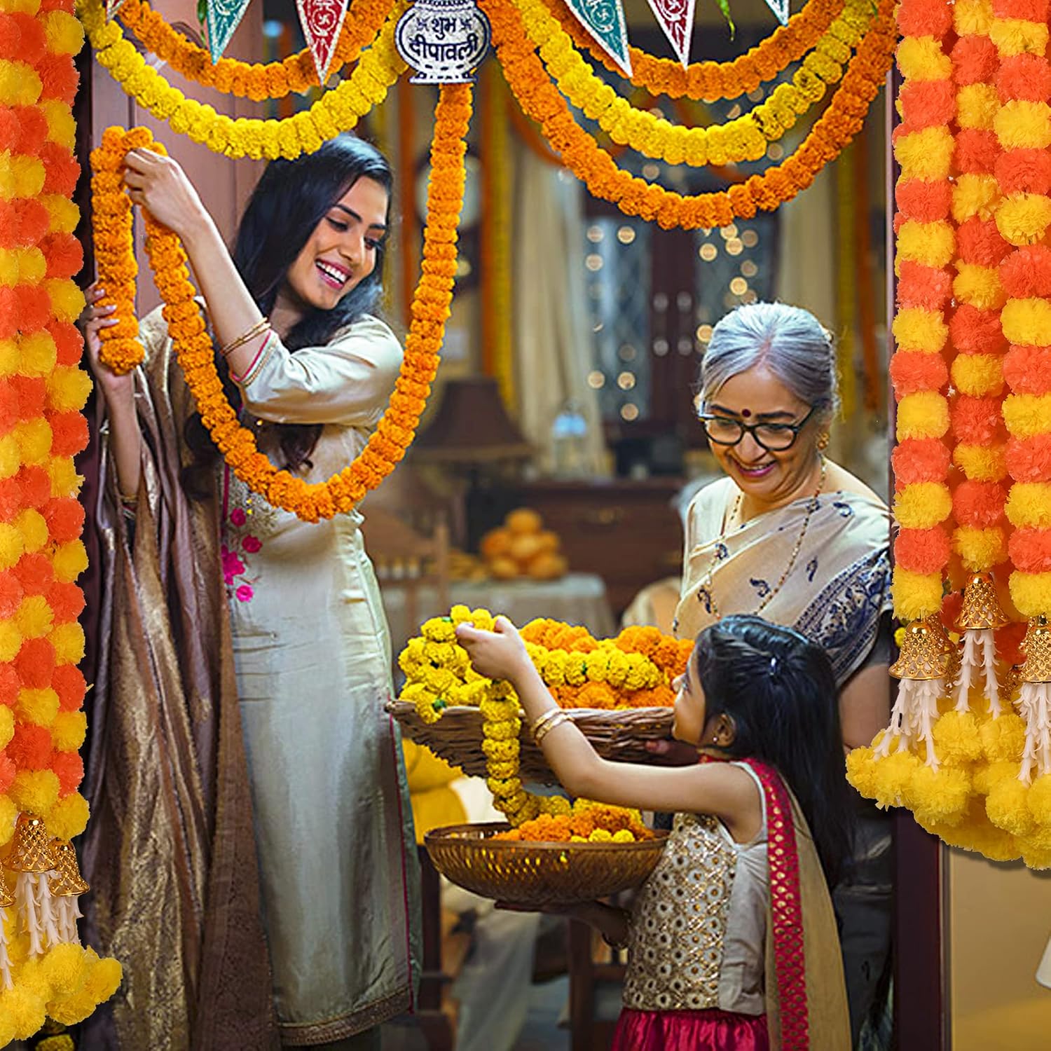 Piece Artificial Marigold Garlands - Hình 2